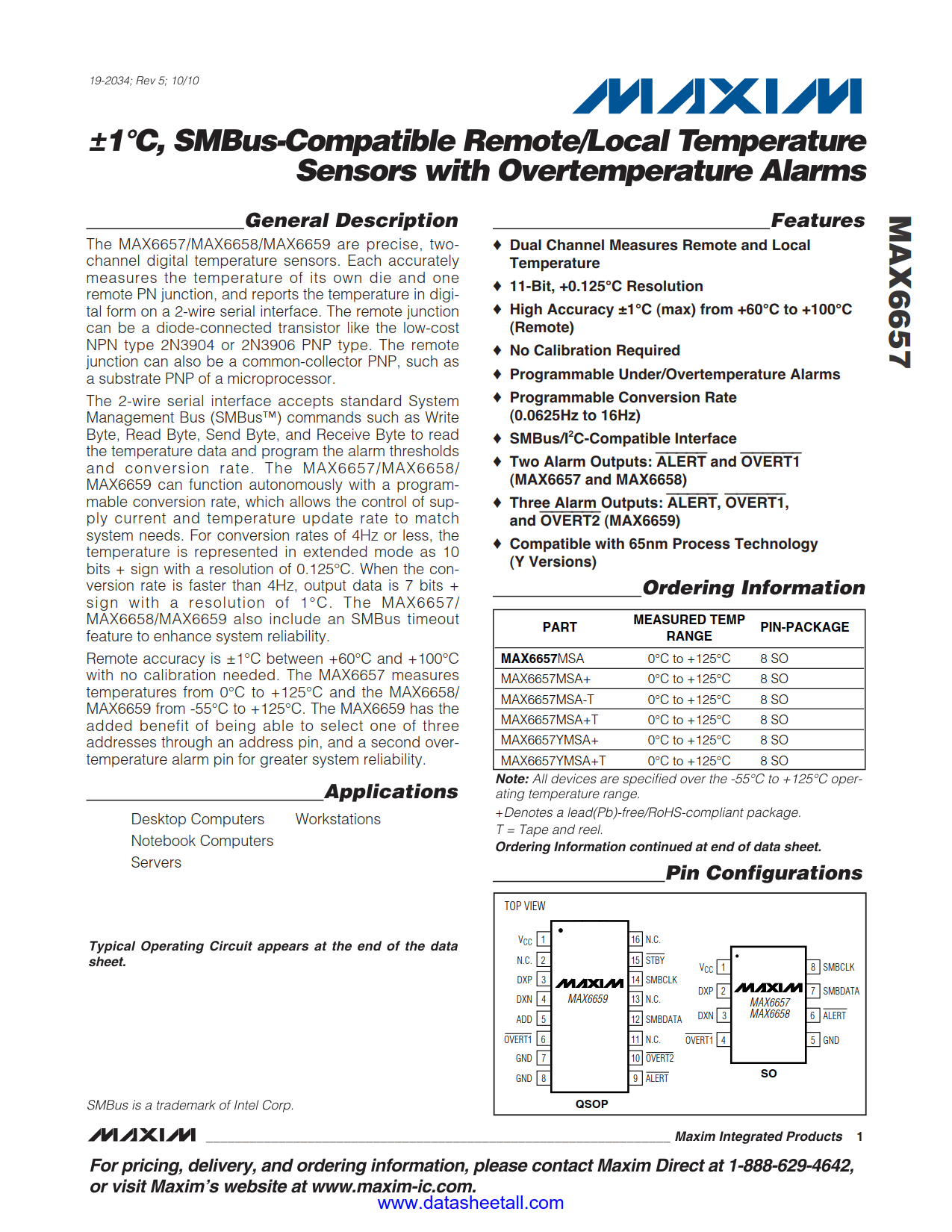 MAX6657 Datasheet