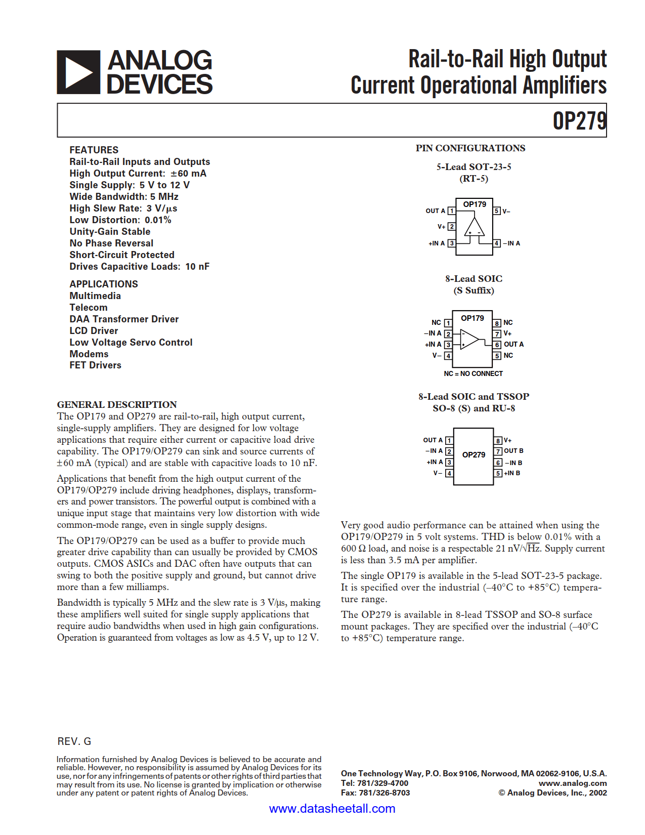 OP279 Datasheet