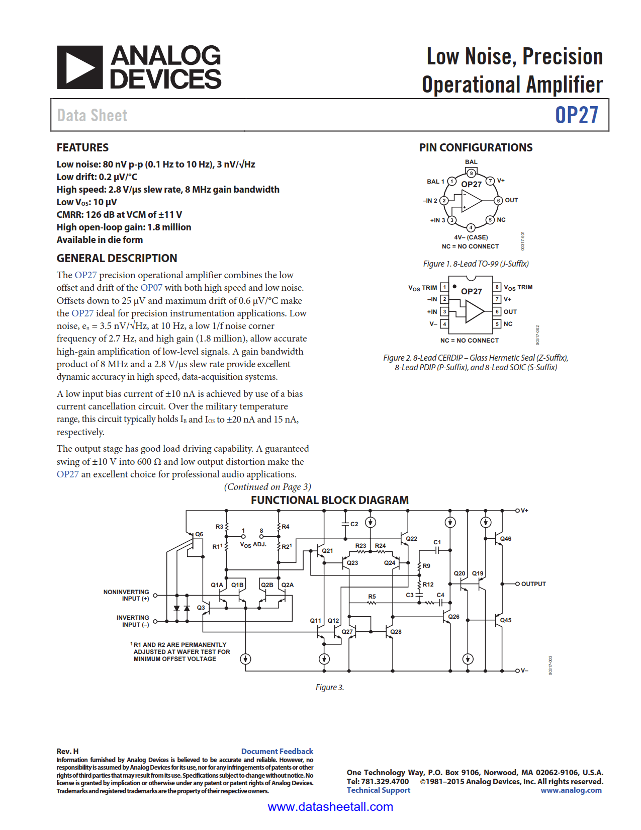 OP27 Datasheet