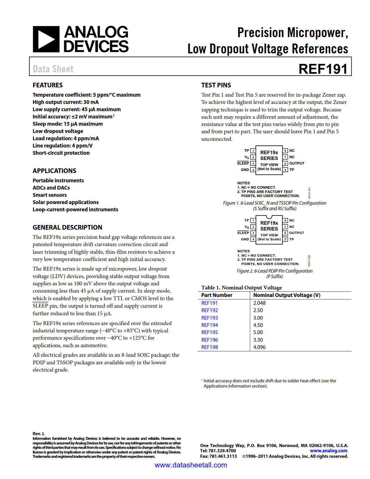 REF191 Datasheet